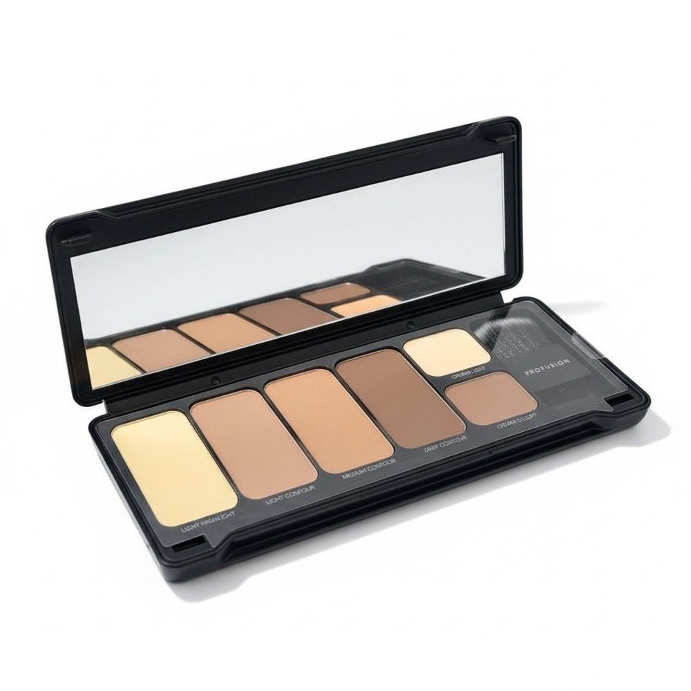 Profusion Cosmetics 6 Shade Contour Palette and Brush Kit 6873-11SET Black Case